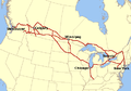 Karte der Bahnlinien der Canadian Pacific Railway