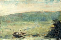 Seurat, 1879–80, Landscape at Saint-Ouen, oil on panel, Музей мистецтва Метрополітен, Нью-Йорк