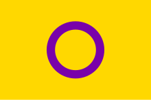 Rectangle jaune/or avec un rond violet au milieu.