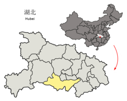 湖北省中の荊州市の位置