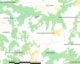 Mapa obce Margerie-Chantagret