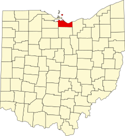 map of Ohio highlighting Erie County