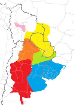 alt=Distribución de los distintos taxones (especies y subespecies) que componen este género. * ██ Myiopsitta luchsi. * ██ Myiopsitta monachus calita. * ██ Área asignada a M. m. calita o a M. m. cotorra según los autores. * ██ Myiopsitta monachus cotorra. * ██ Área asignada a M. m. cotorra o a M. m. monachus según los autores. * ██ Myiopsitta monachus monachus.