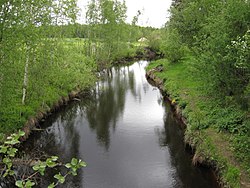 Naamanjoki Alanaaman tien sillalta ylävirtaan.