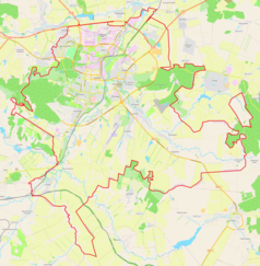 Mapa konturowa Sarańska, blisko centrum na lewo u góry znajduje się punkt z opisem „GAU RM «Ledowyj dworiec»”