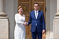 Čaputová with Polish Prime Minister Mateusz Morawiecki, in Warsaw on 15 July 2019