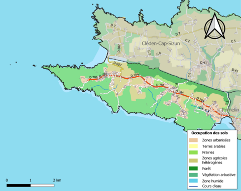 Carte en couleurs présentant l'occupation des sols.