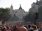 View of the European Pride parade (Europride) 2007 in Madrid, on Calle de Alcalá to the height of the Plaza de la Cibeles