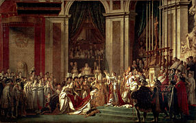 Coronación de la Emperatriz Josefina, vista amplia por Jacques-Louis David.