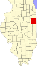 Map of Illinois highlighting Iroquois County