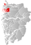 Kinn markert med rødt på fylkeskartet