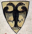 First double-headed eagle as Reichsadler, from Chronica Majora (c. 1250)