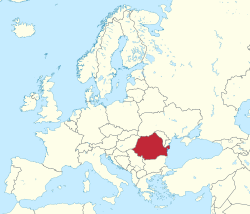 羅馬尼亞響歐洲嘅位置（紅色）