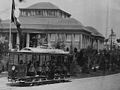 Für die Schweizer Strassenbahngeschichte sehr interessanter Motorwagen der durch die Städtischen Strassenbahn Bern (SSB) betriebenen Landibahn, im Sommer 1914.