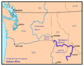 Mapa del río Salmón —afluente del Snake— que fluye íntegramente por Idaho