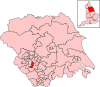 A small constituency, situated in the centre of the county to the west of two similarly sized constituencies.