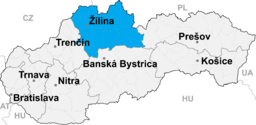 Regionens läge i Slovakien.