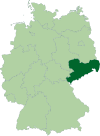 Map of Germany:Position of Sachsen highlighted