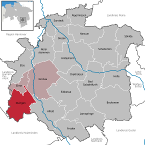 Poziția Duingen pe harta districtului Hildesheim