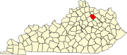 Map of Kentucky highlighting Nicholas County