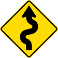 (W12-2.4/PW-23) Series of curves ahead, first to left