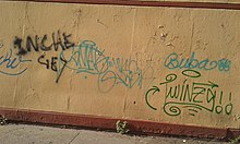 Muro lleno de Tags en Coyoacán (Ciudad de México), 2019