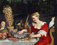 Detail of The Senses of Hearing, Touch and Taste, Jan Brueghel the Elder, 1618