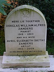 Grave of artist Beth Zanders and her husband, pianist Douglas Zanders