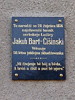 Targa presso la casa di nascita di Jakub Bart-Ćišinski, Panschwitz-Kuckau