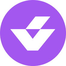 Logo of Virtual Dining concepts, a V with an acute accent on a purple background