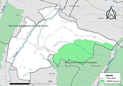 Carte de la ZNIEFF de type 1 sur la commune.