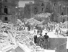 Utbombede hus i Maltas hovedstad Valetta