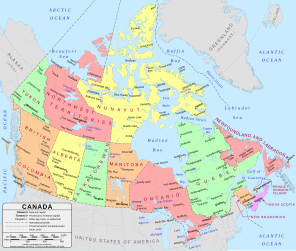 political map of Canada