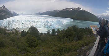 Glacial Perito Moreno, vista frontal, enero de 2020.