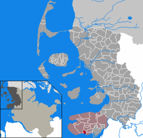 Poziția Grothusenkoog pe harta districtului Nordfriesland