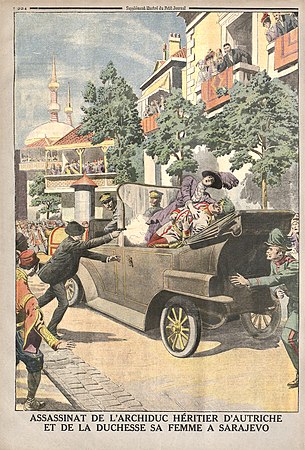 110年前的今天，奥匈帝国皇位继承人弗朗茨·斐迪南大公和他的妻子在萨拉热窝遇刺，引发了第一次世界大战。该事件刊登在1914年7月12日的《小日报》上。