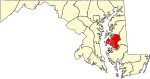 Mapa de Maryland con la ubicación del condado de Talbot