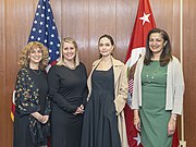 Jolie with Uzra Zeya, Elizabeth Allen and Nancy Izzo Jackson (17 March 2022)