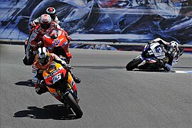 Dani Pedrosa, Casey Stoner, Jorge Lorenzo and Ben Spies 2010 Laguna Seca.jpg