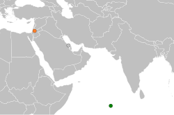 Map indicating locations of Maldives and Palestine