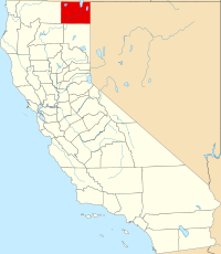 Map of California highlighting Modoc County