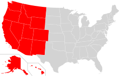 موقعیت غرب ایالات متحده آمریکا در نقشه