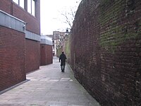 Second Marshalsea courtyard in 2007, then known as Angel Place; building on the left is a public library.