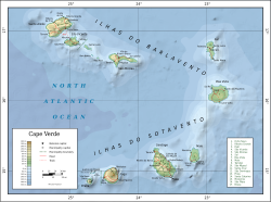 Topographic map of Cape Verde.