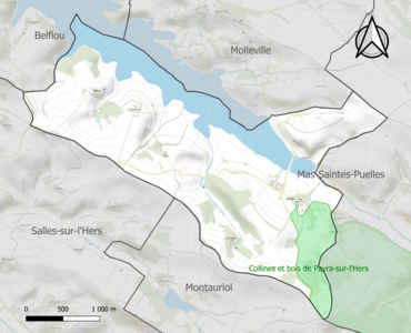 Carte de la ZNIEFF de type 1 sur la commune.