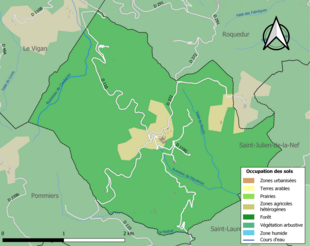 Carte en couleurs présentant l'occupation des sols.