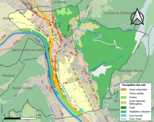 Carte en couleurs présentant l'occupation des sols.