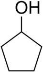 Structuurformule van cyclopentanol