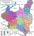 Podział Polski na powiaty (1930) – woj.łódzkie zaznaczone kolorem czerwonym