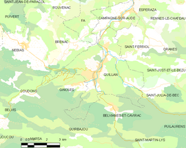 Mapa obce Quillan